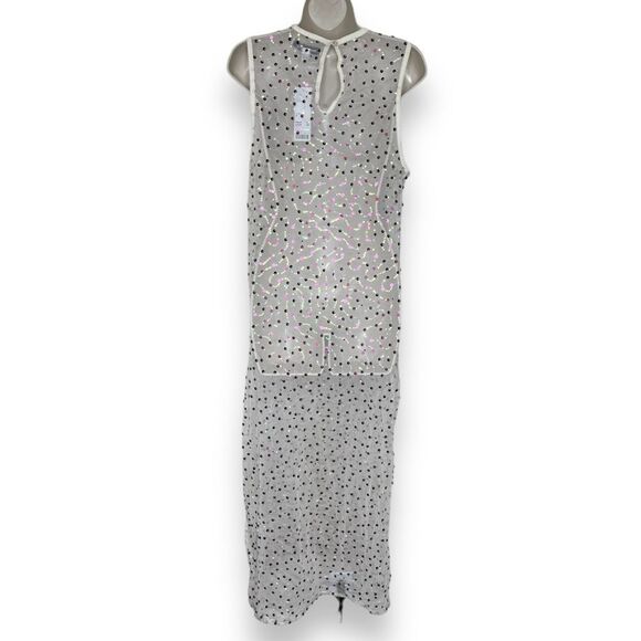 NWT Urban Outfitters Hunter Sheer Sequin Beaded Midi Cream Dress Women Medium - Picture 5 of 16